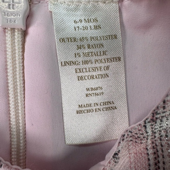 🌸3/$15🌸 WENDY BELLISSIMO Pink Grey Plaid Rhinestone Bow Ruffled Hem Dress 6-9m - Picture 8 of 11